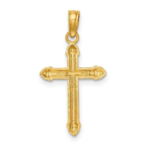 10K Yellow Gold Polished w/ Scroll Design Cross Charm - Picture 9 of 9